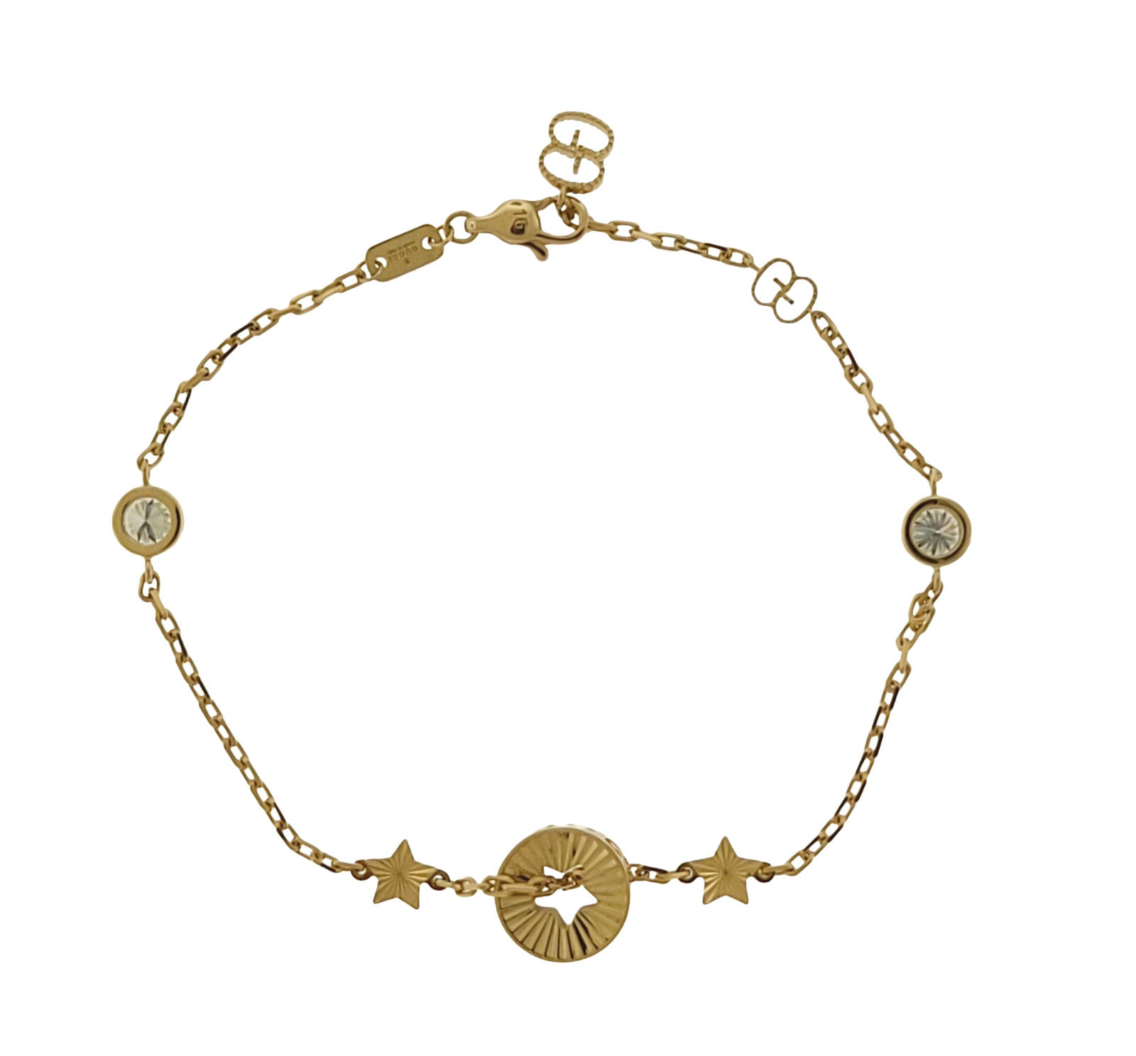 Gucci Icon Star Diamond Bracelet .60ct 18K Yellow Gold 7″ + Box