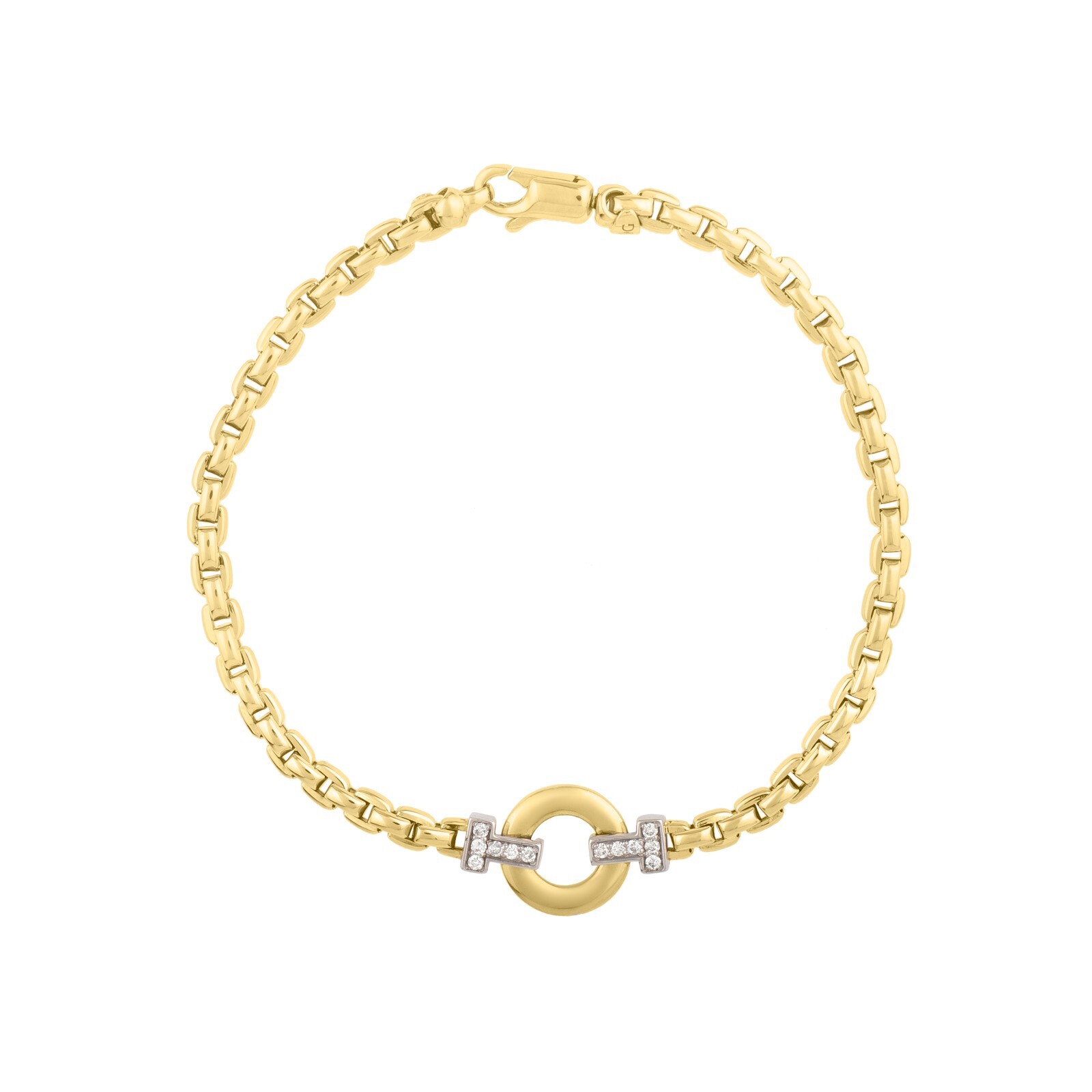 Phillip Gavriel 14kt Yellow Gold .12ct Dia Cable Link Bracelet 7.25″ 8.5gr 3.5MM