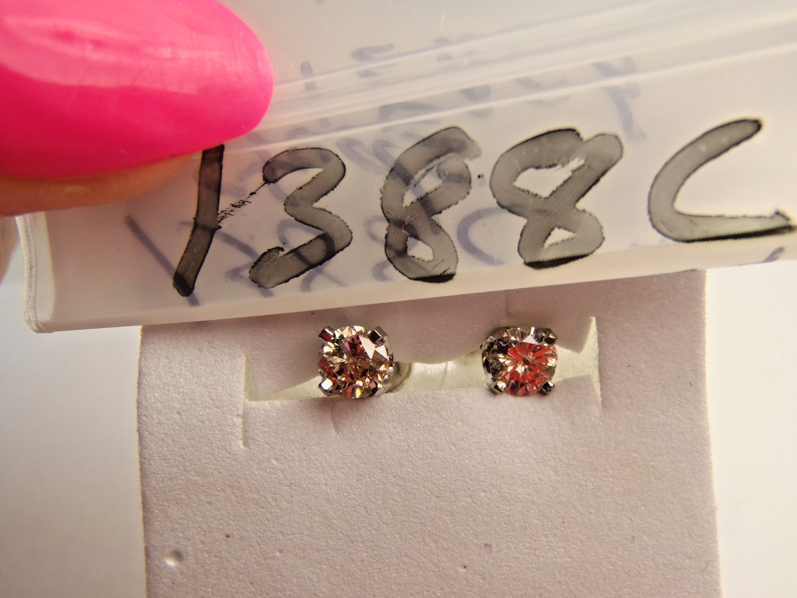Solid 14k White Gold 1/2Ct Tw Round Natural Diamond Stud Earrings Male or Female