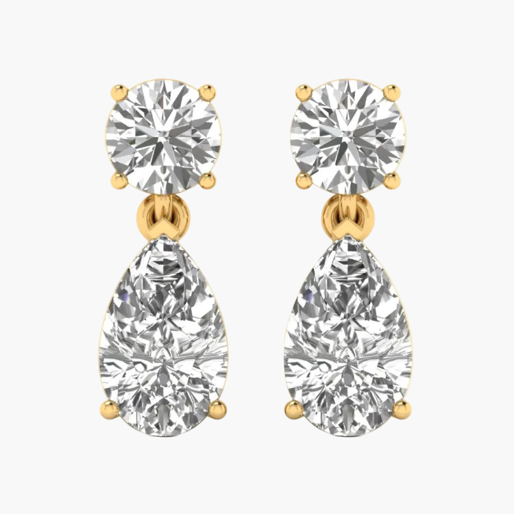 3.17 CT Pear E VS1 Lab Created Diamond 14kt Yellow Gold Earrings