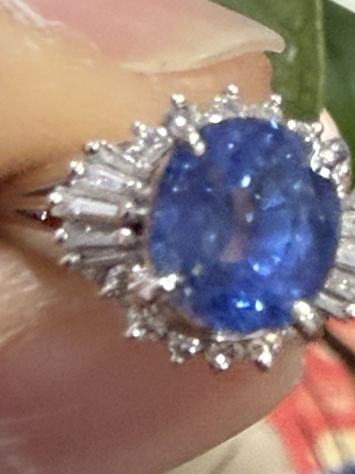 Platinum GIA Ceylon No Heat Sri Lanka 3.41ct Blue Sapphire ,0.35ct Diamond Ring