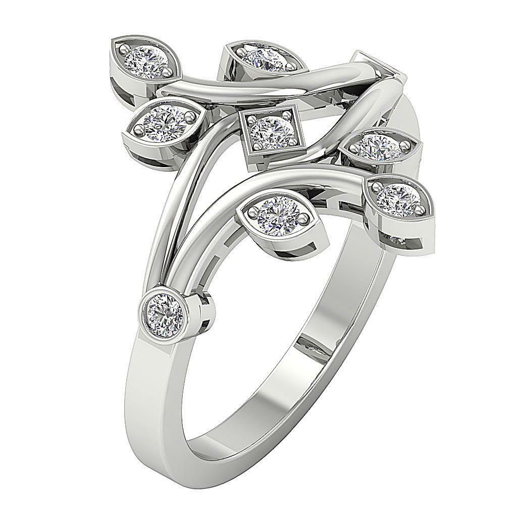 Wedding Ring Round Cut Diamond VVS1 F 0.35 Ct 14K White Gold Bezel Set 19.30mm