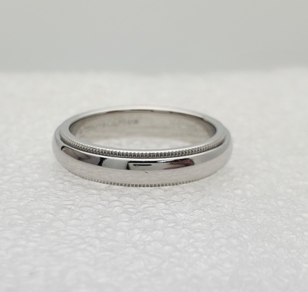 Tiffany & CO. 950 Platinum 4mm Milgrain Band Size 6.5 Ring 8.4g
