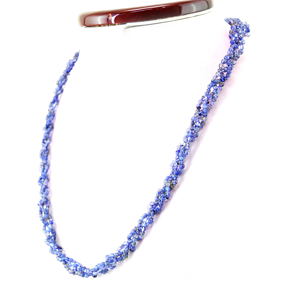 120.00 Cts Natural 20 Inches Long Blue Tanzanite Round Beads Hand Made Necklace