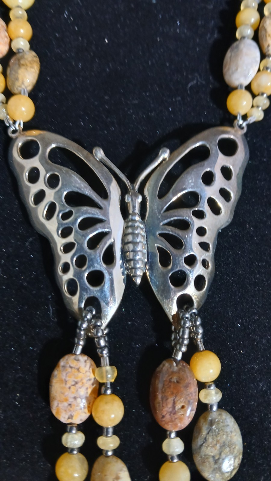 DTR Brand By Jay King Sterling Silver Butterfly & Multi-colored Agates 18″…