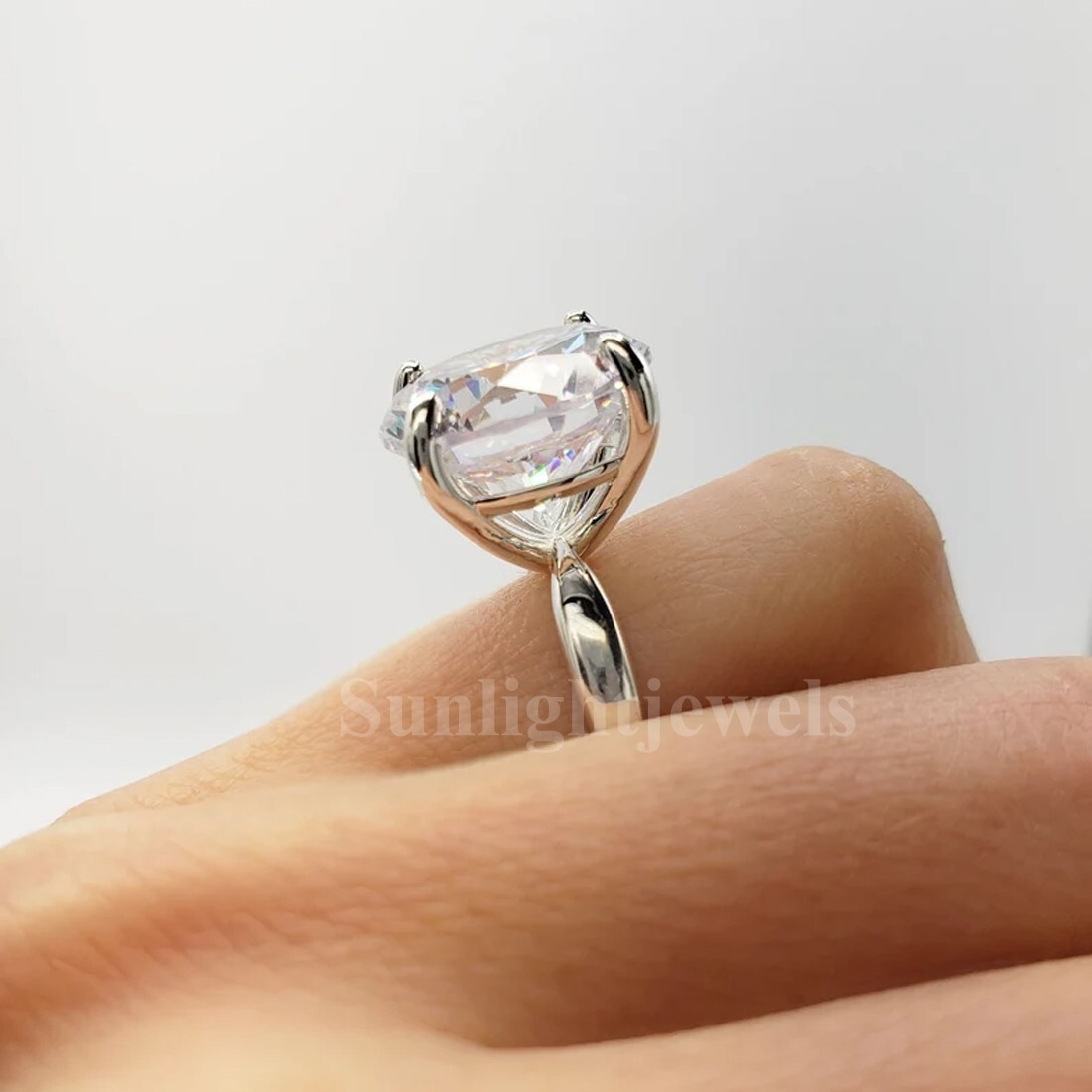 RARE 10 Ct Certified White Round Cut Treated Diamond Solitaire Ring-925 Silver