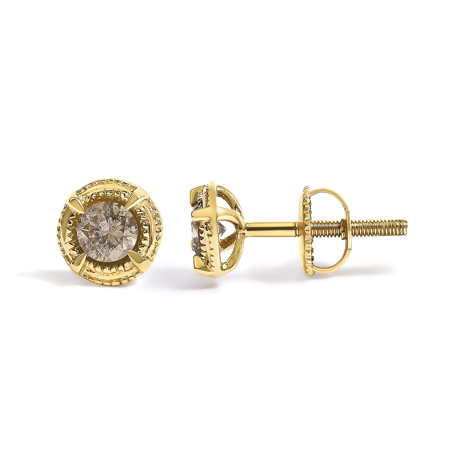 14K Yellow Gold Plated .925 Sterling Silver 3/8 Cttw Round Brilliant Cut