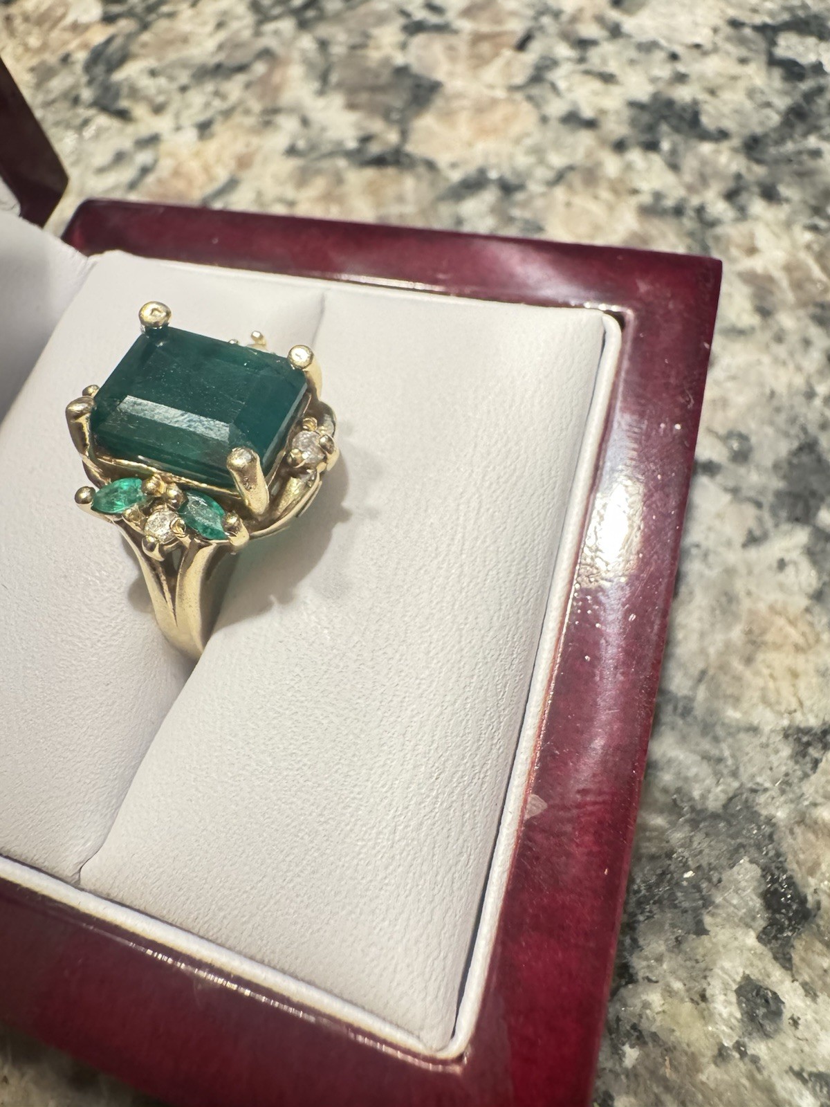 14 K Gold Natural Zambian Emerald 4.2 Carats With Diamonds