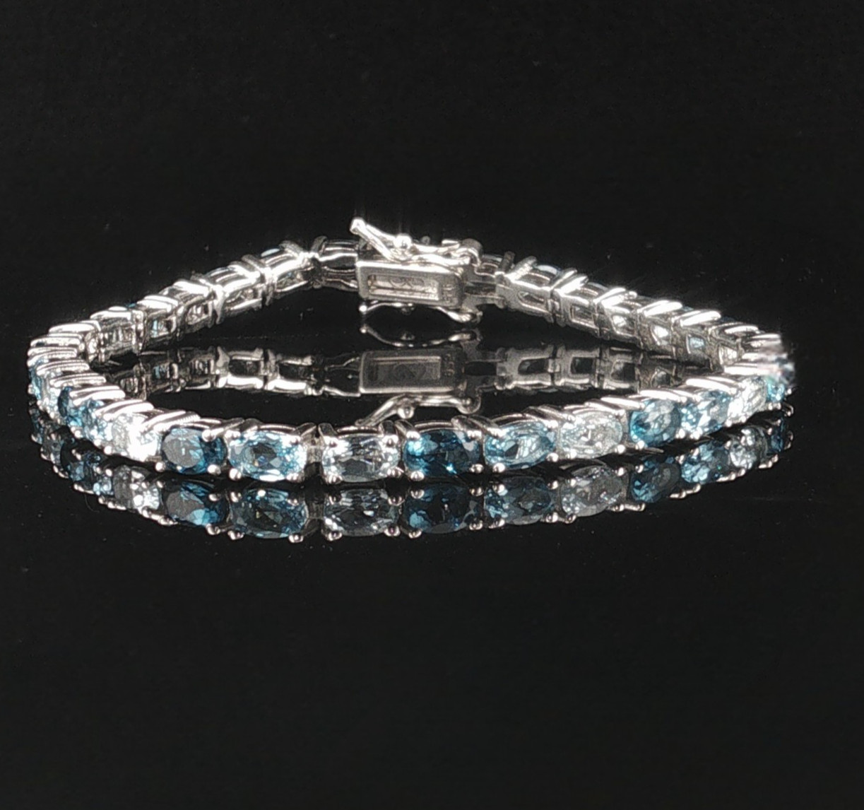 925 Sterling Silver “I’ve Got the Blues” Mixed Blue Topaz Tennis Bracelet