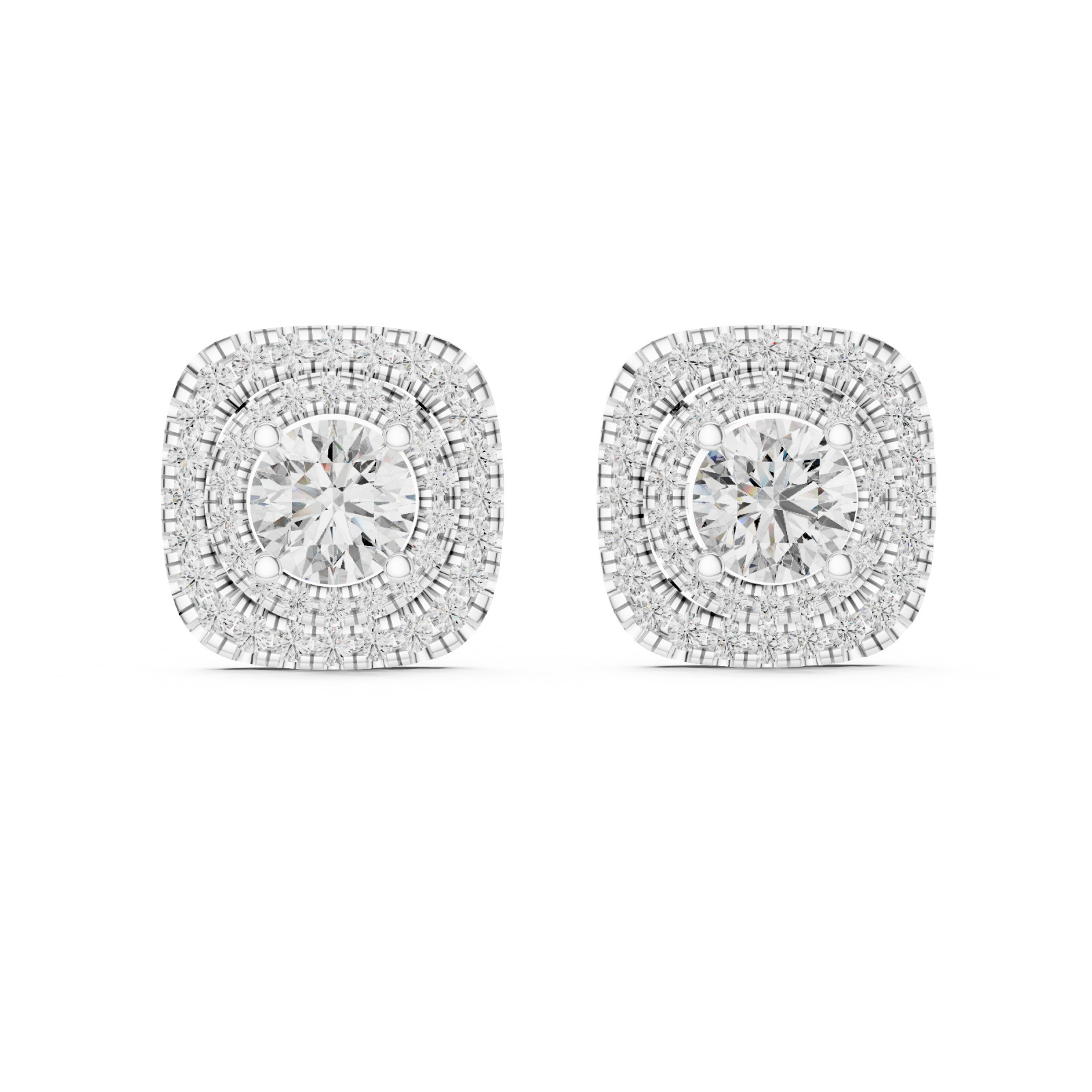 Lab Created Genuine Diamond Stud Screw Back Earrings in 925 Solid Sliver