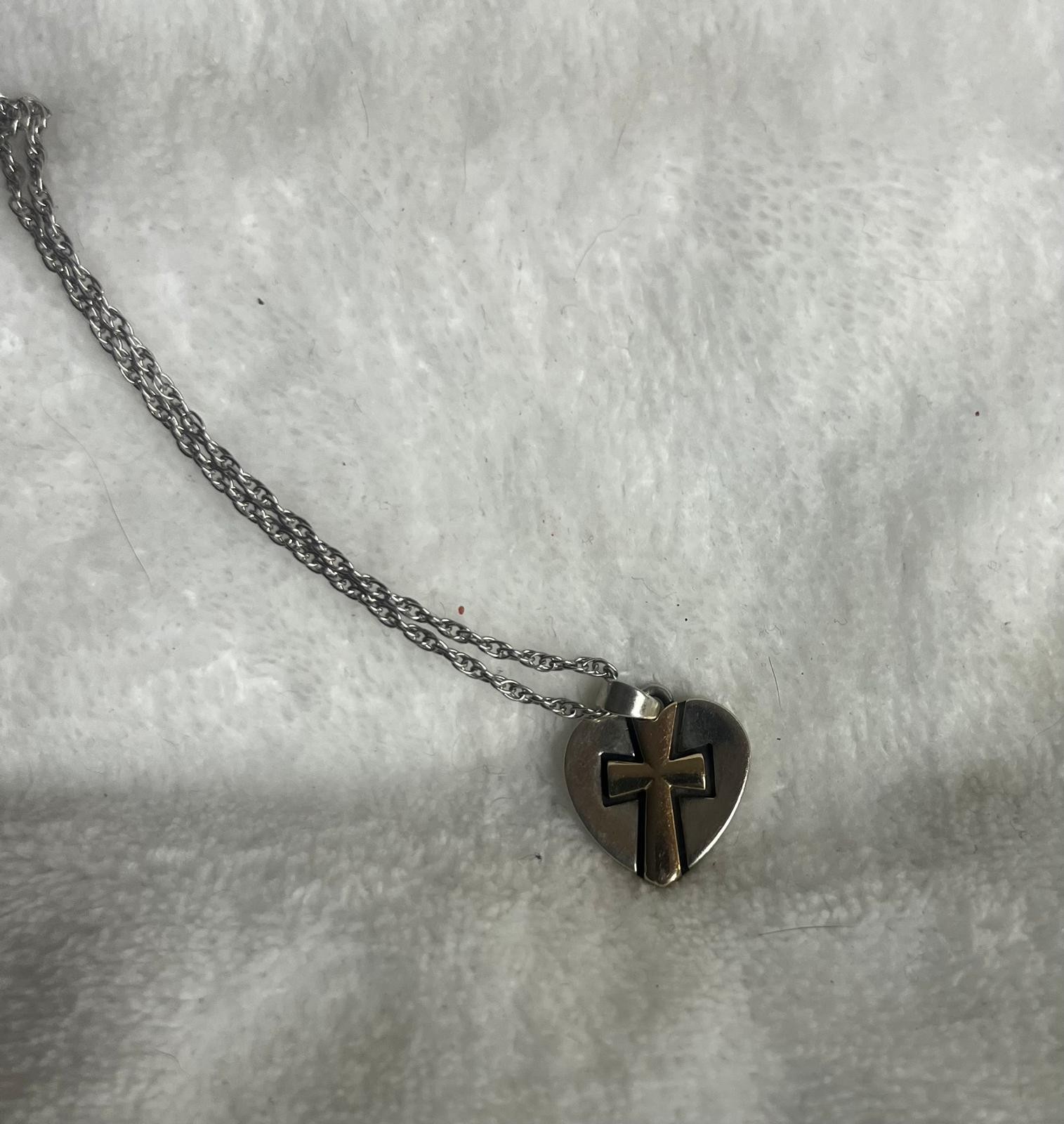 Retired James Avery 14k Gold Sterling Gold Cross Center Pendant and Chain 17″
