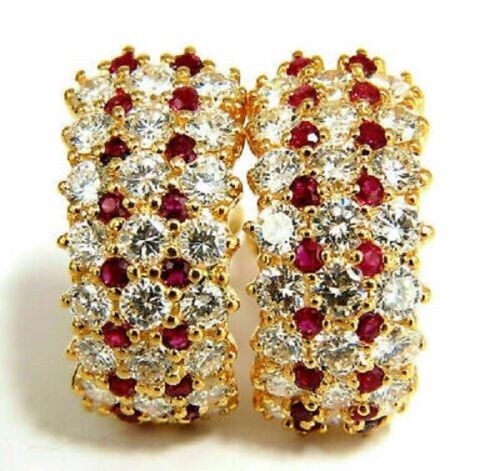 3Ct Lab Created Garnet & Diamond Beautiful Earrings 14K Yellow Gold Finish