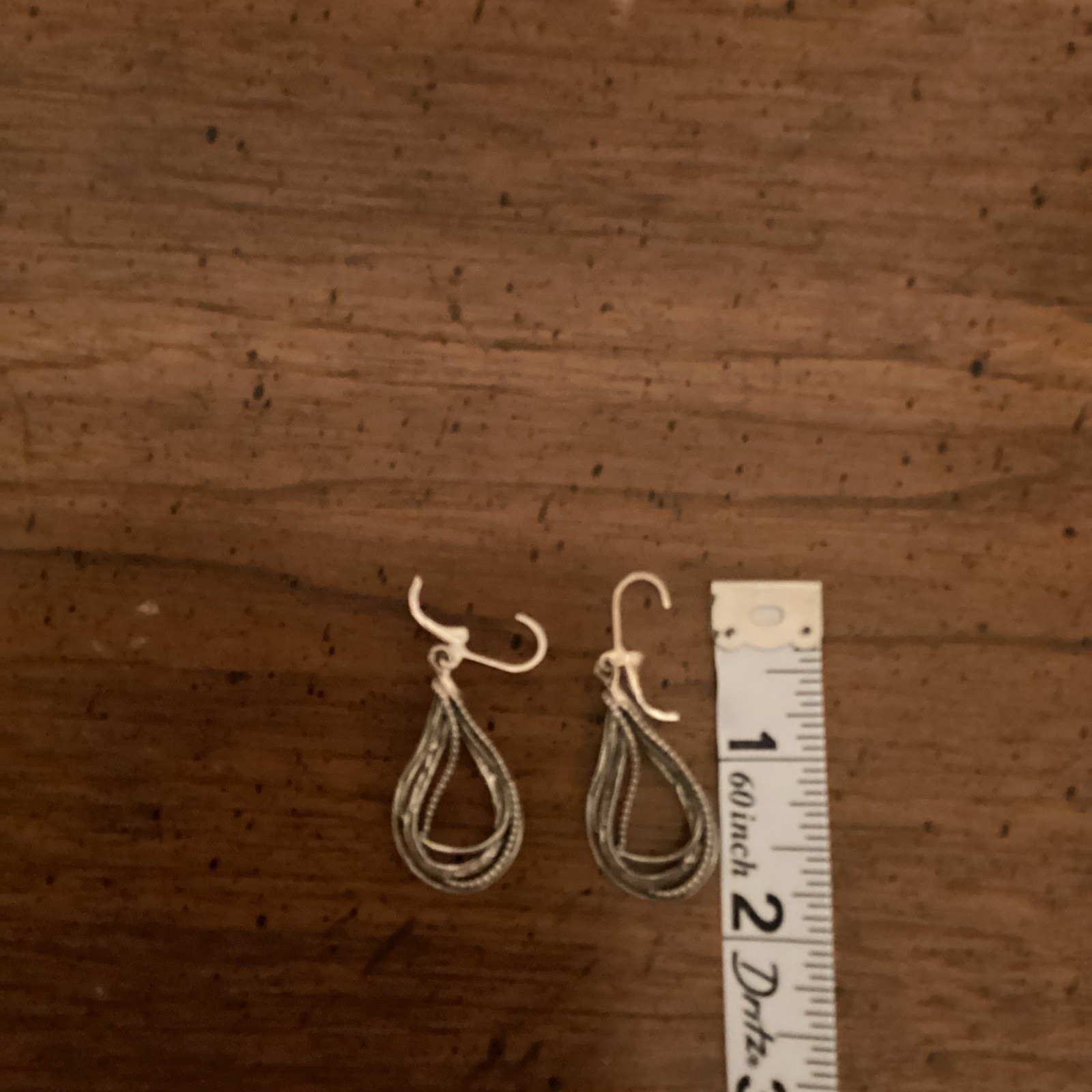 Noa Zuman Sterling Silver Rope Textured Teardrop Dangle Earrings NEW