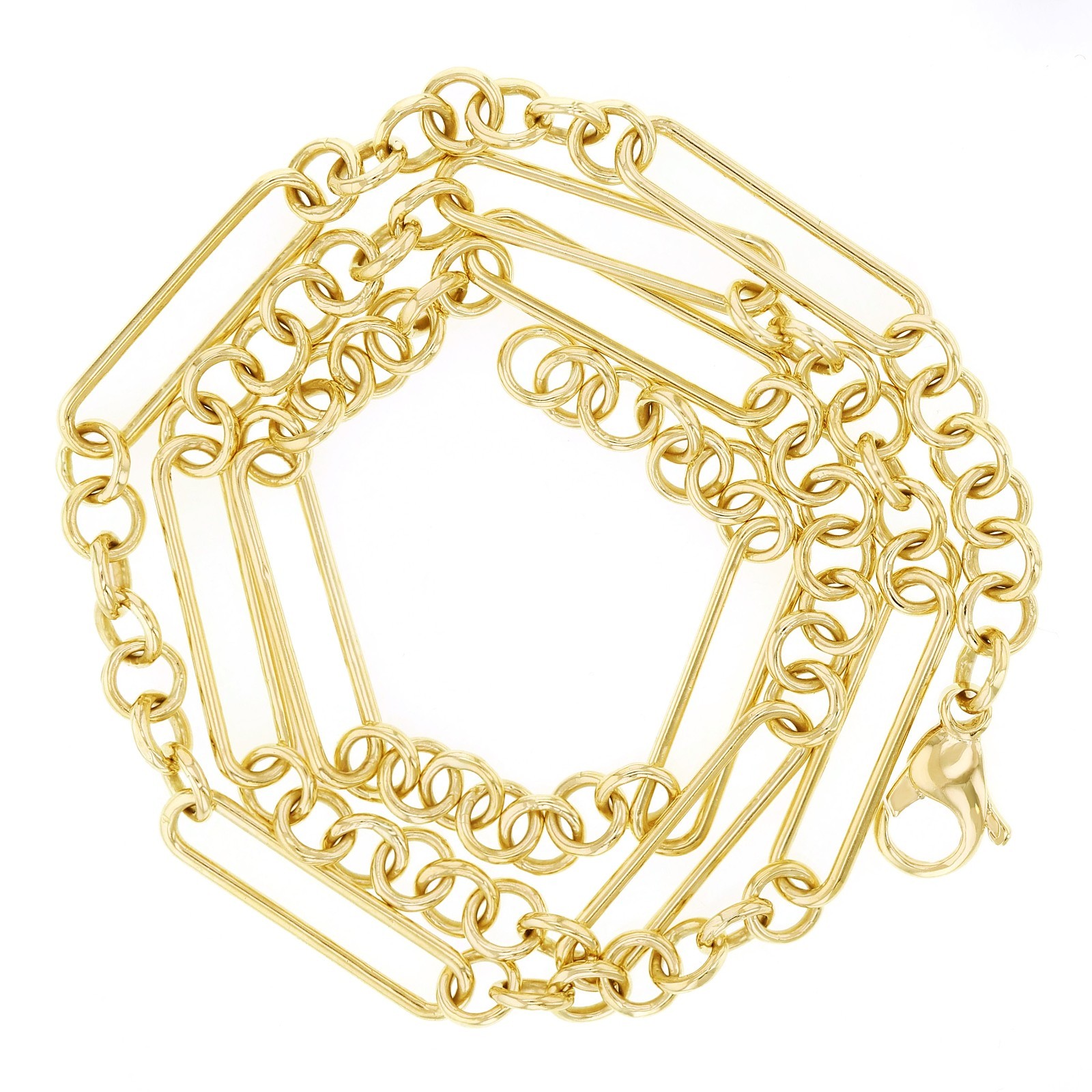 14k Yellow Gold Solid Rolo & Paper Clip Link Chain Necklace 20″ 6mm 25 grams
