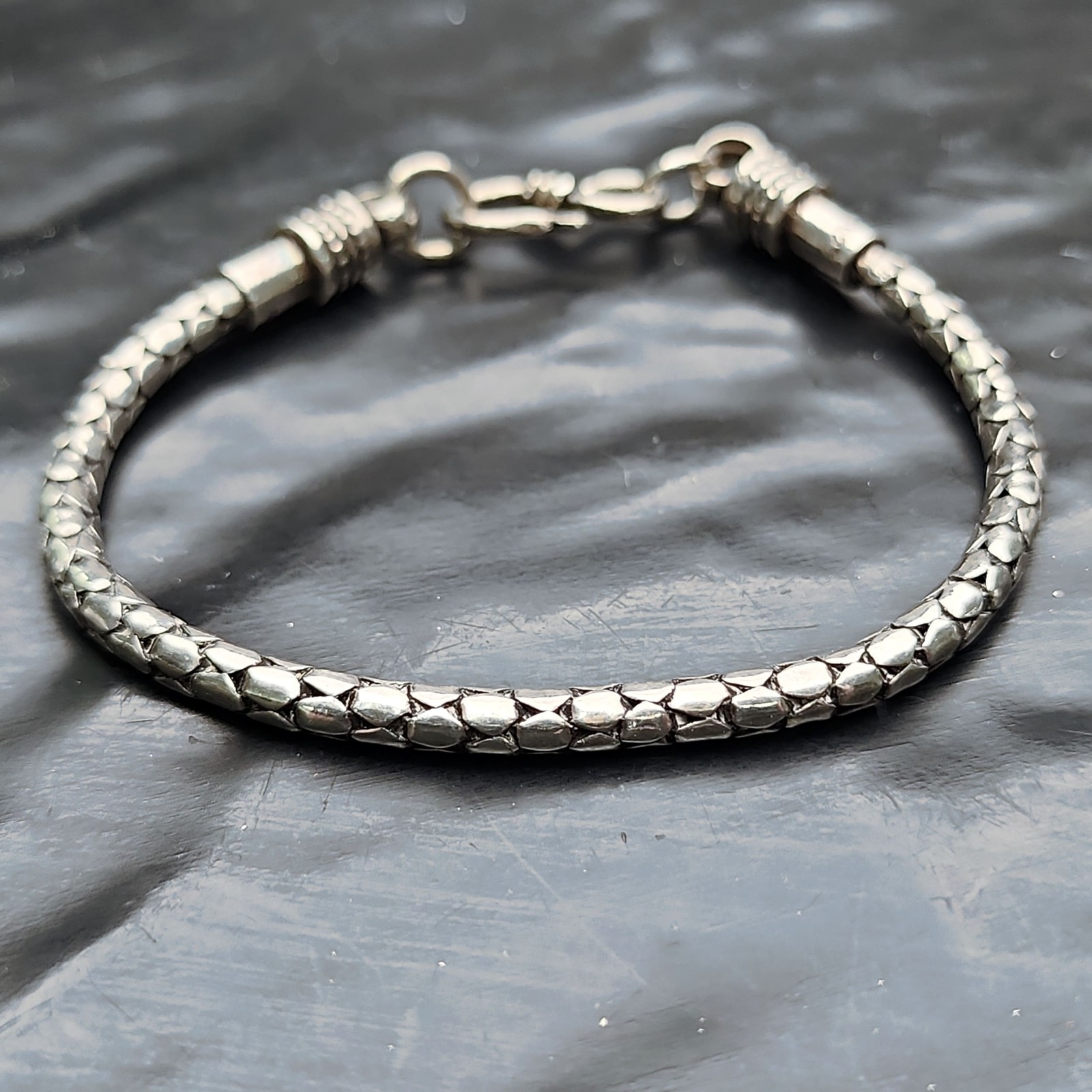 Solid 925 Sterling Silver Byzantine Woven Round Chain Bracelet Hook Clasp