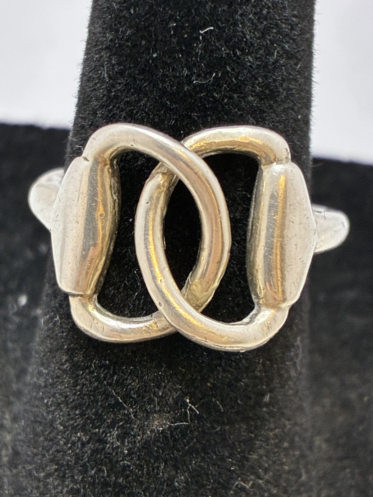 Rare Vintage French Interlocking Horsebit Ring – Solid Silver – Madeleine Jandin