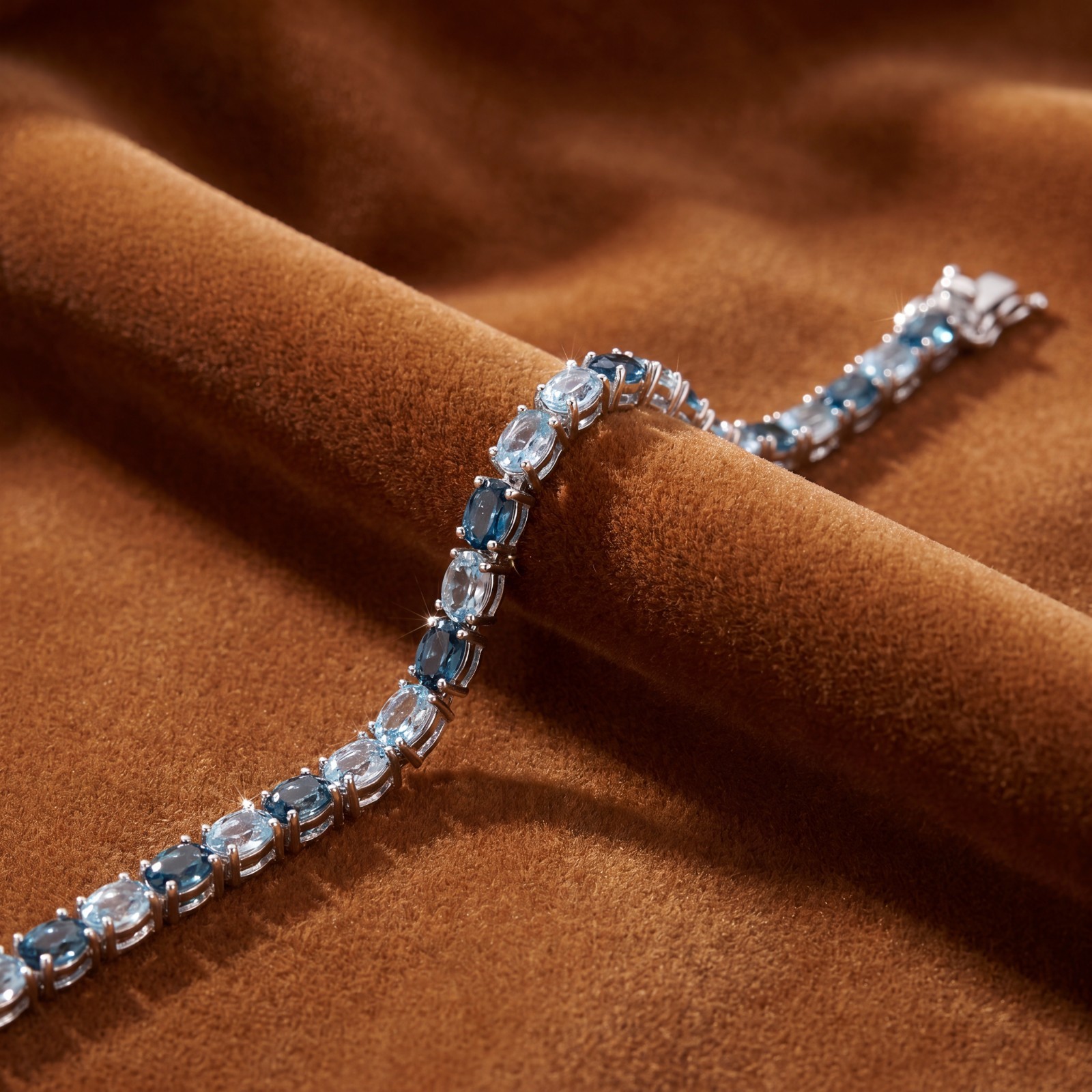 925 Sterling Silver “I’ve Got the Blues” Mixed Blue Topaz Tennis Bracelet