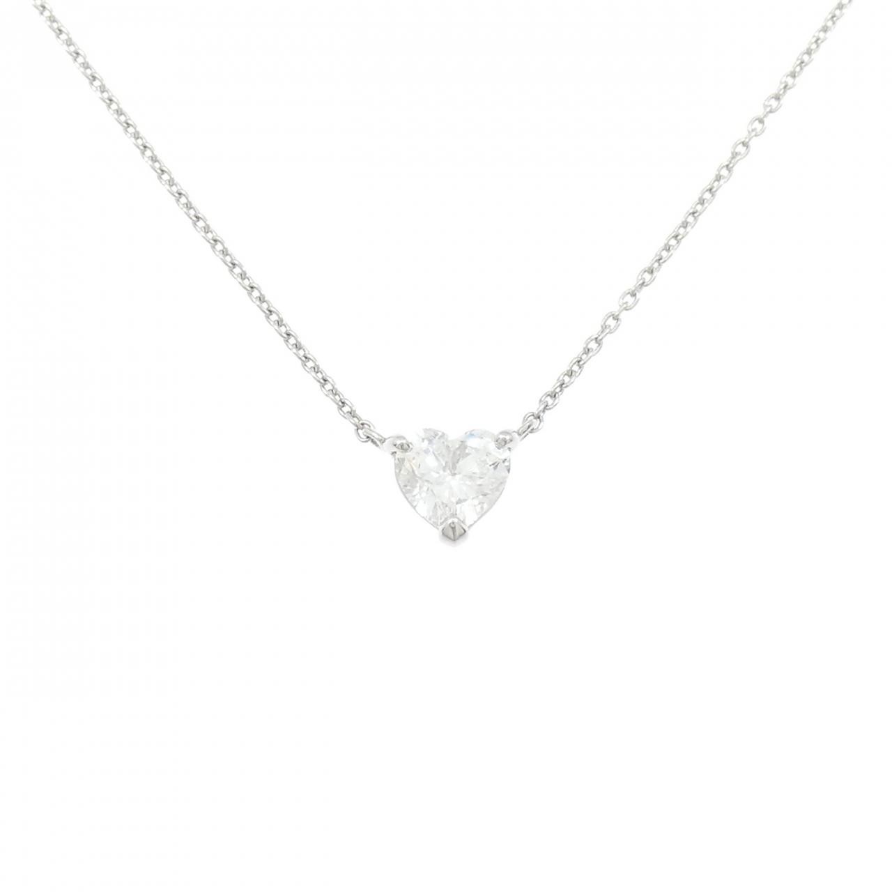 Authentic [Remake] PT900/PT850 Diamond Necklace 0.456CT F I1 Heart Shape #27…