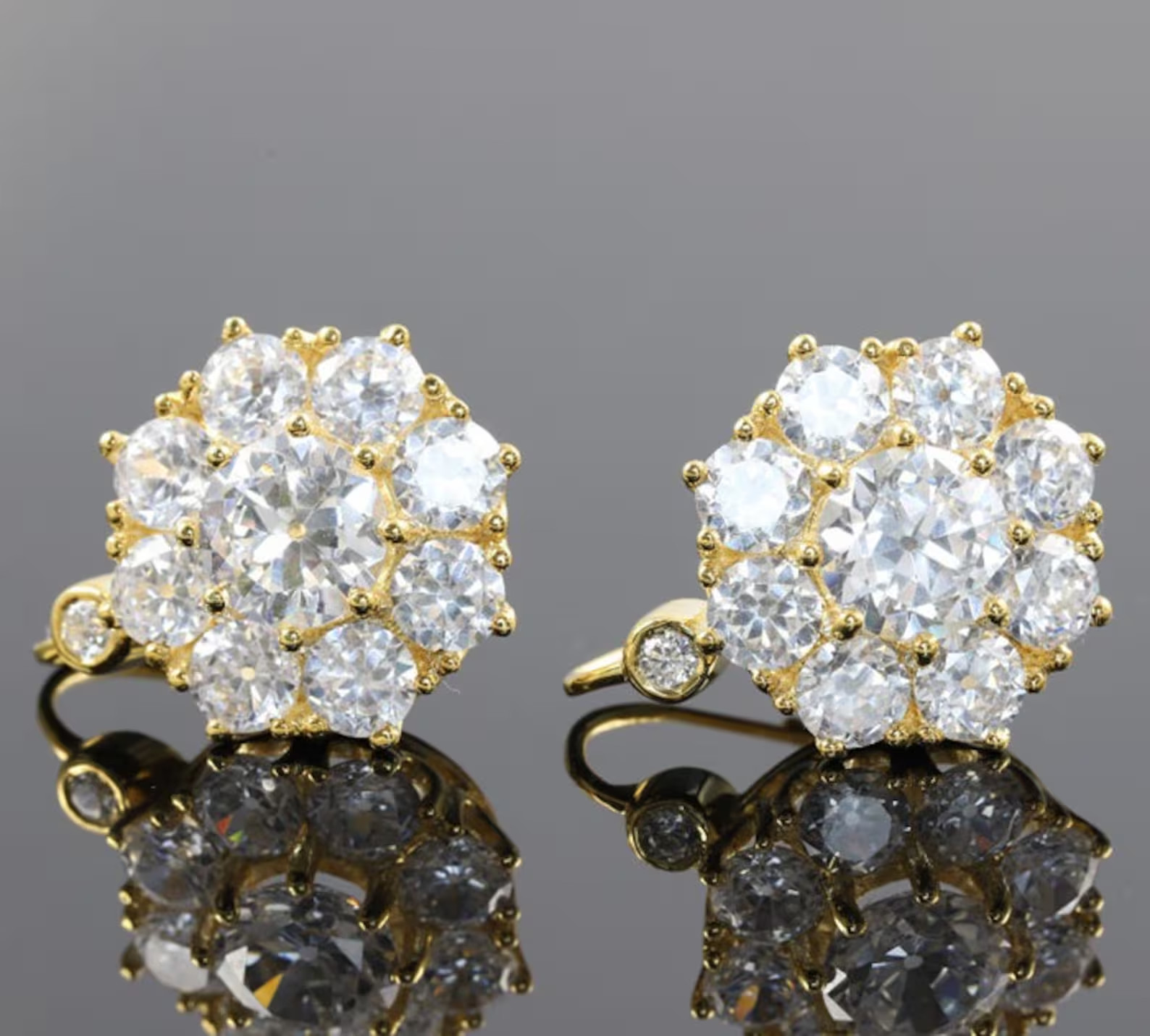 2.25CT Old European Round Moissanite Lever Back Earrings 14k Yellow Gold Plated