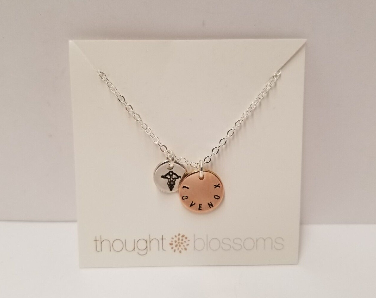 Mixed Metal “Lovenox” Rose Gold Medical Alert Charm Sterling Silver 20″ Necklace