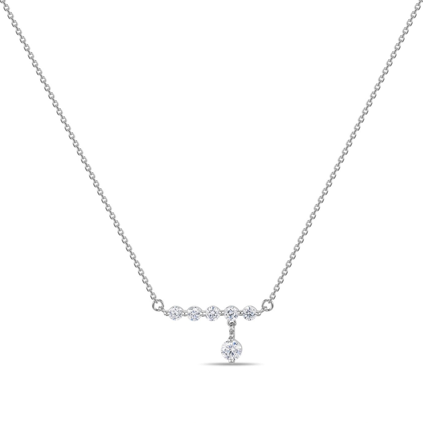 925 Sterling Silver Lab Grown Diamond Bar Necklace | Dainty Bar Necklace