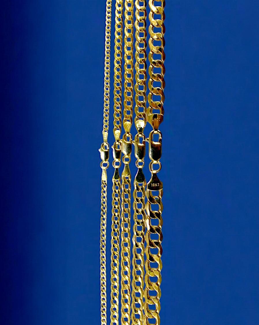 10K Yellow Gold Curb Cuban Chain Link Bracelet Real Gold 2mm-8mm 7″-9″