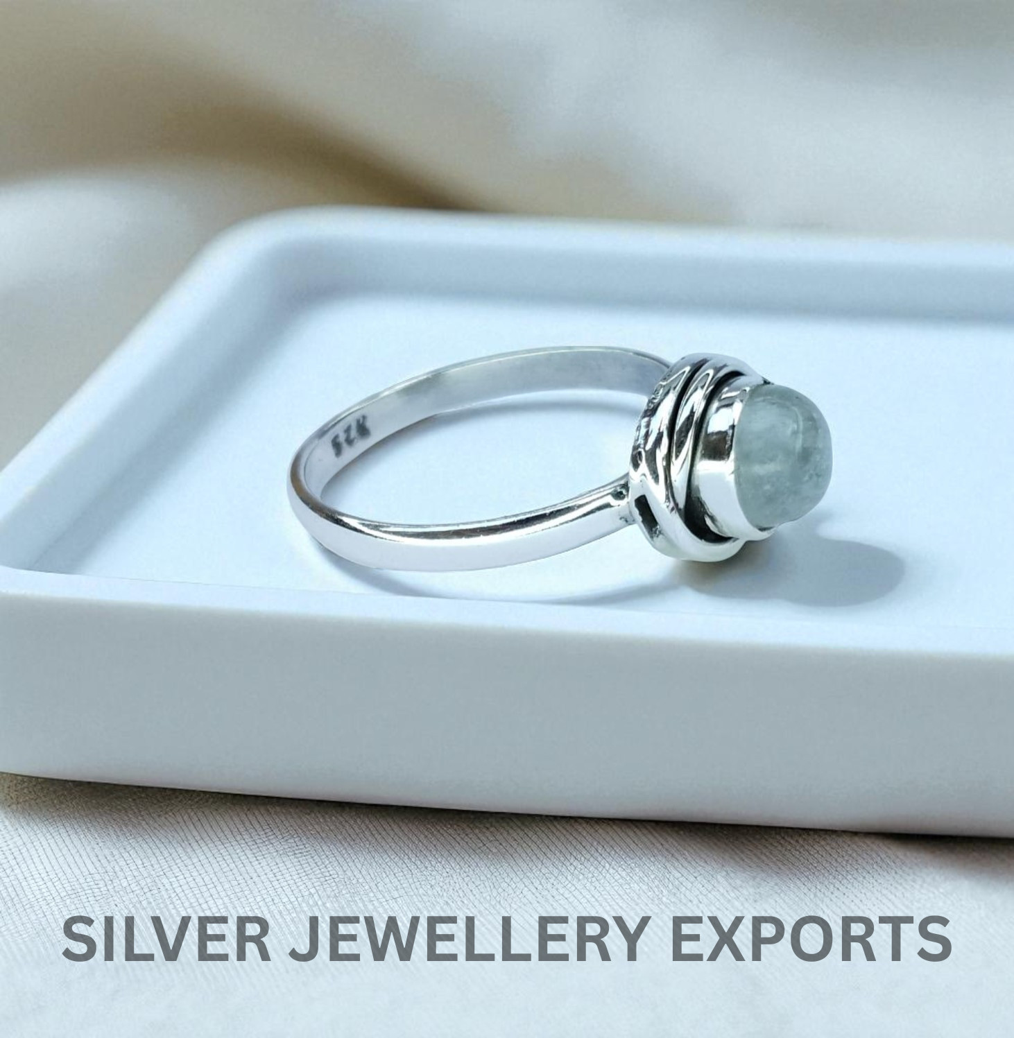 Natural Rainbow Moonstone Ring 925 Sterling Silver Handmade Statement Ring