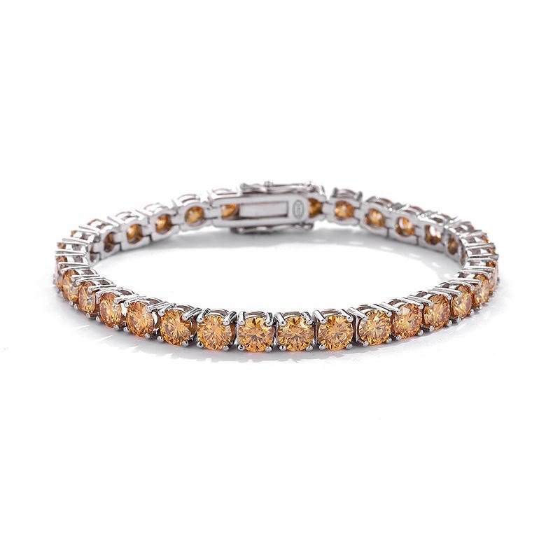 10ct yellow round moissanite Tennis bracelet for women 14k white gold plated