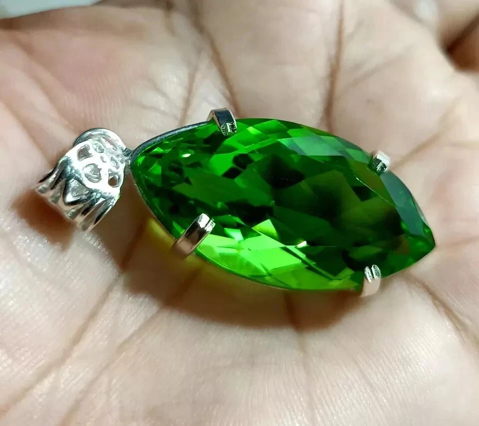 Green Topaz 104 Ct Marquise Cut 925 Sterling Silver Jewelry Pendant Gemstone