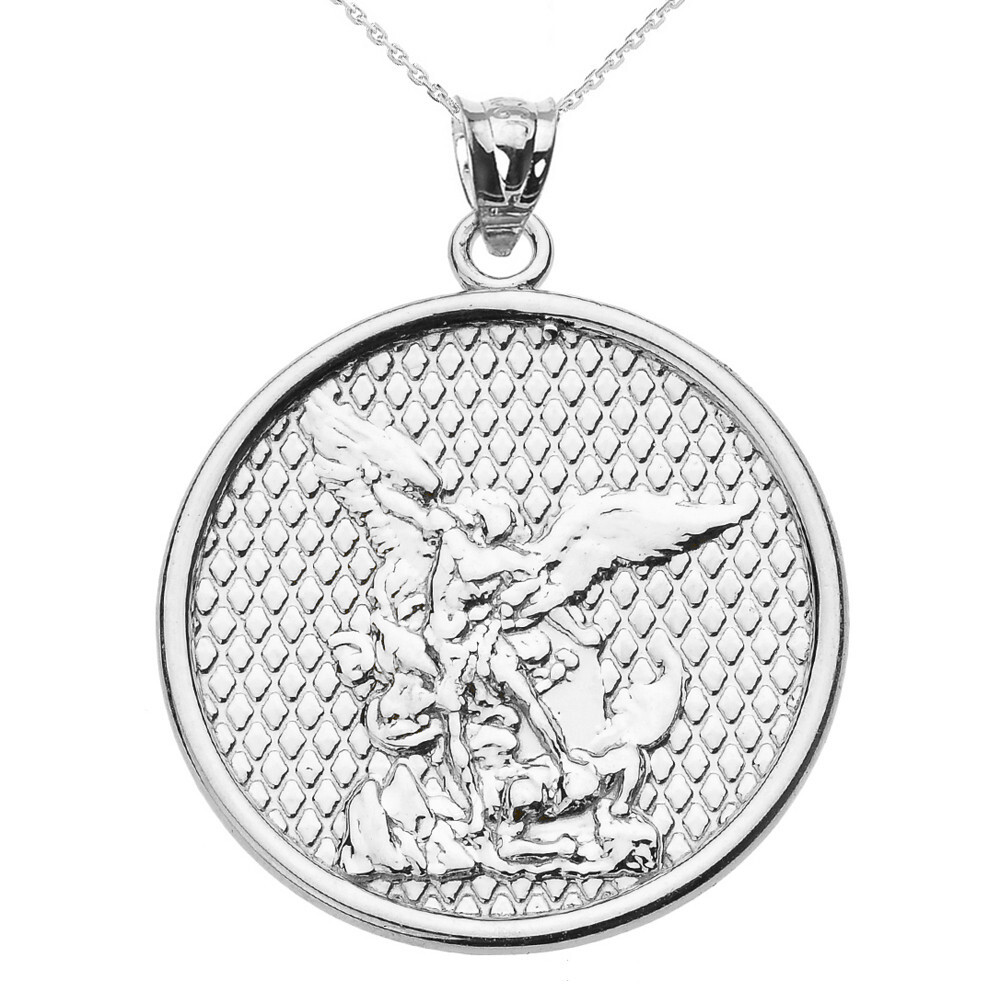 .925 Sterling Silver Saint Michael Pendant Necklace