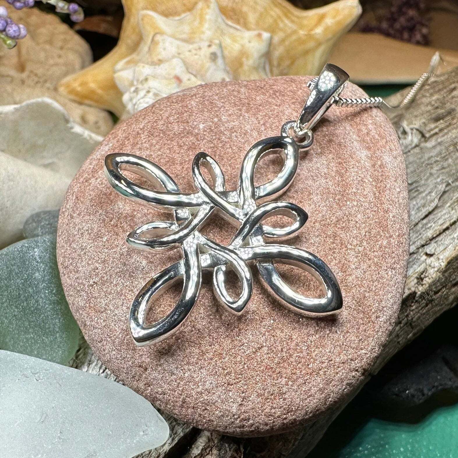 Celtic Star Knot Necklace Irish Scottish Welsh Wiccan Pendant 925 W/FREE CHAIN