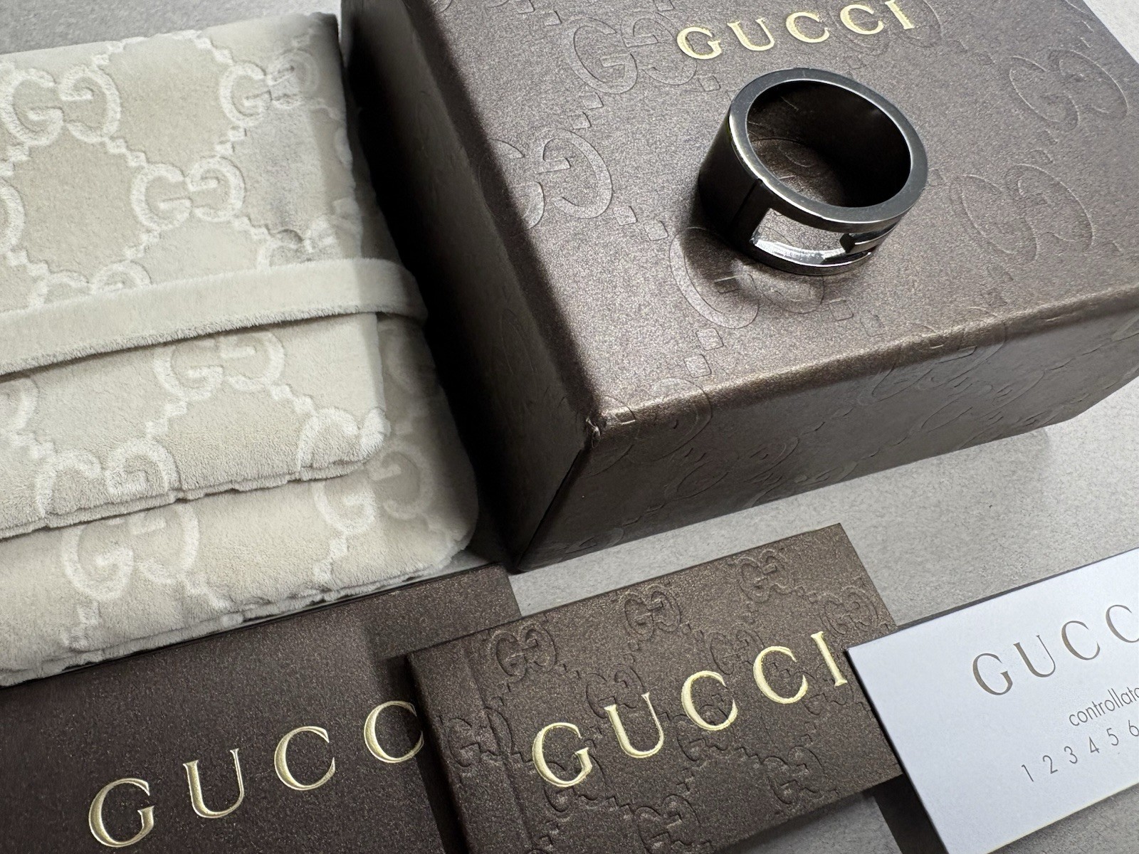 Gucci Ring Branded G AG925 Stamped Size Marking: #10 With Case