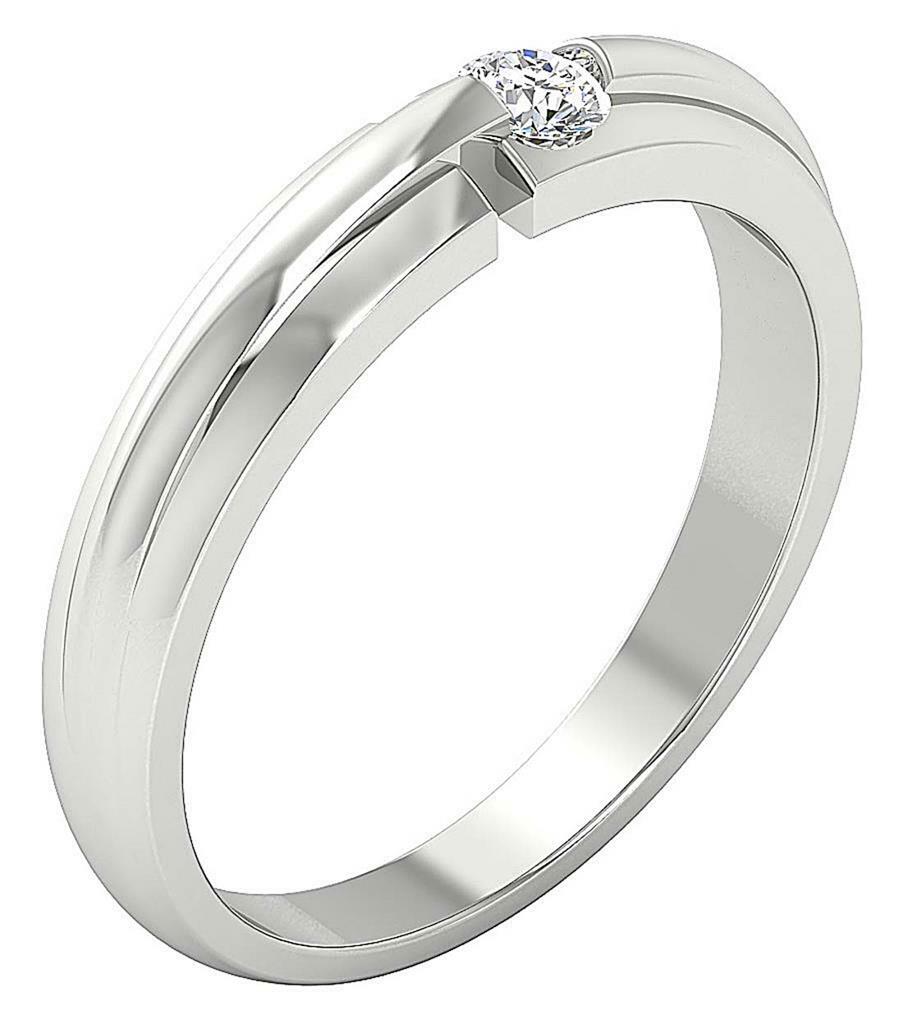 Solitaire Anniversary Ring I1 G 0.20 Ct Genuine Diamond 14K Gold White Bezel Set