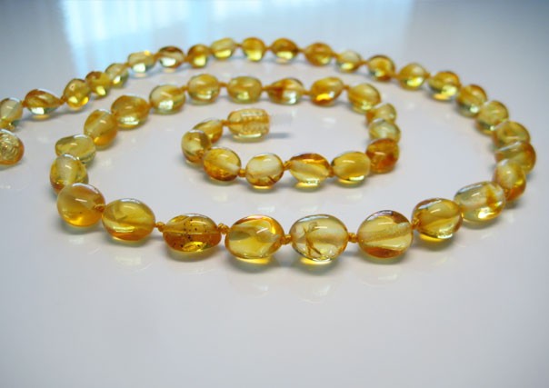 Genuine Elegant Beautiful Beads Honey Baltic Amber Necklace 19 in !!!!