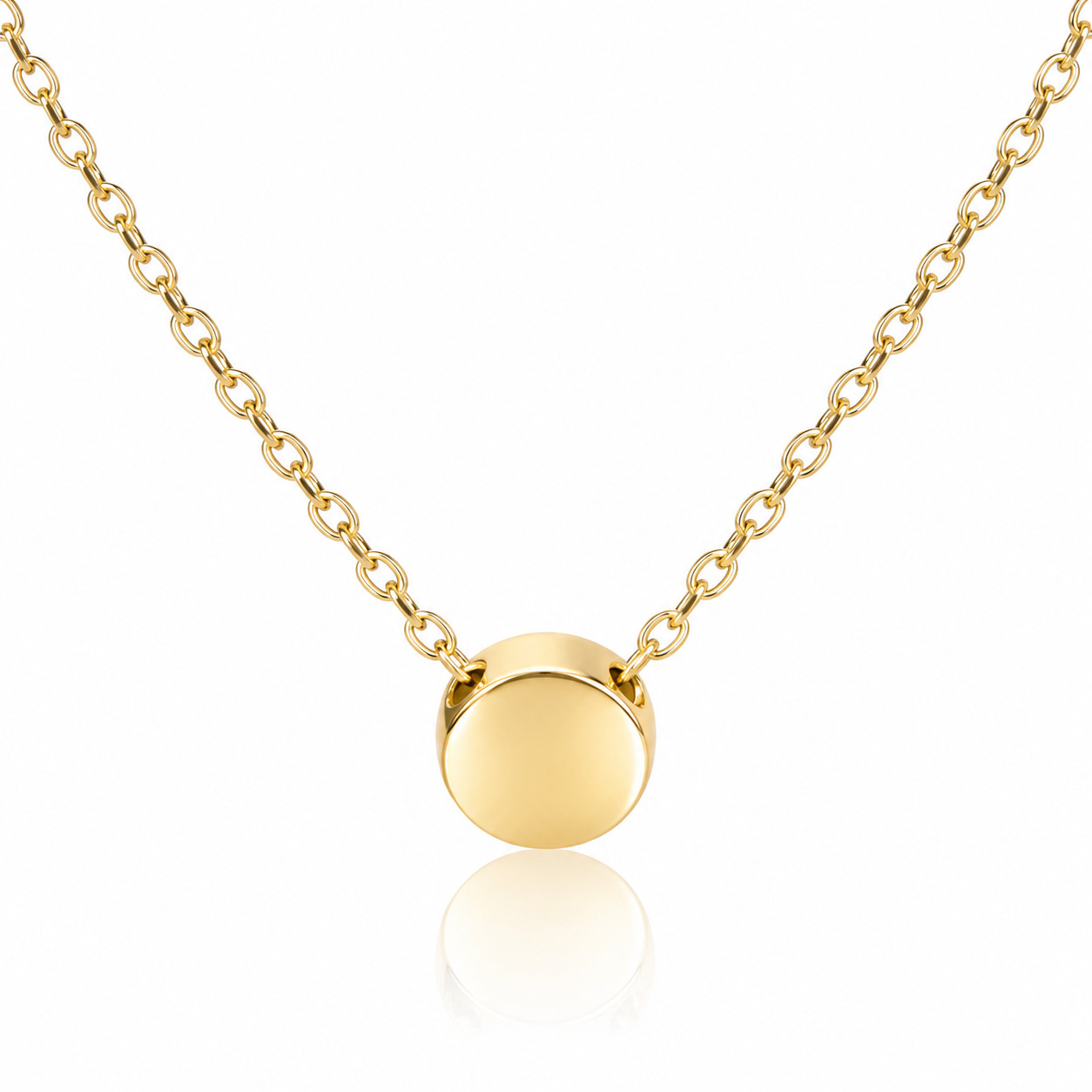 Gold Plated 925 Sterling Silver Dainty Circle Pendant Necklace 16-18″
