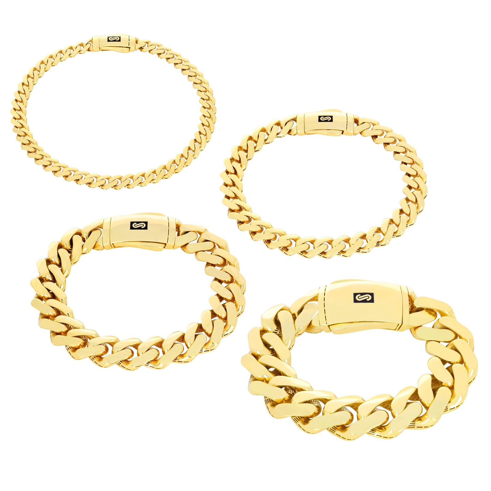 10K Yellow Gold Miami Cuban Royal Monaco Chain Bracelet 5mm-20mm 6″ 7″ 8″ 9″