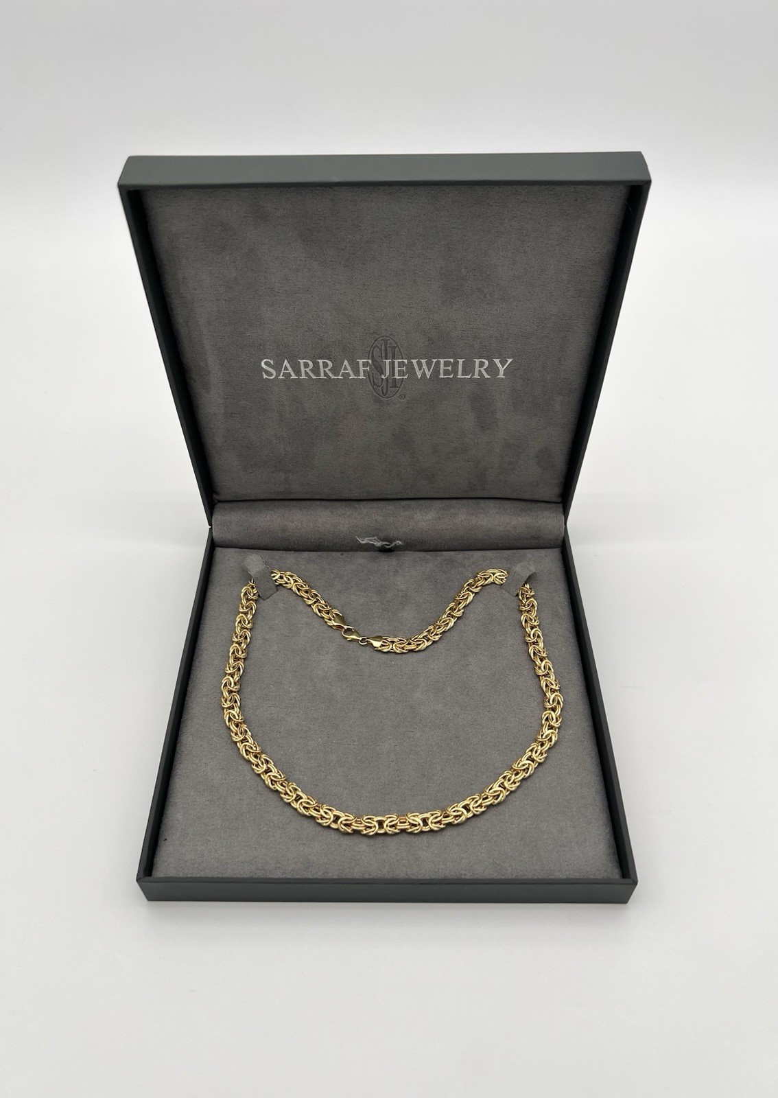 Sarraf 14kt Gold 7mm Byzantine Necklace 18 Inches