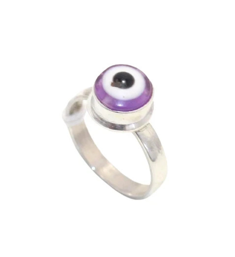 925 Sterling Silver Colorful Evil Eye Nazariya Ring Handmade Unisex Gift