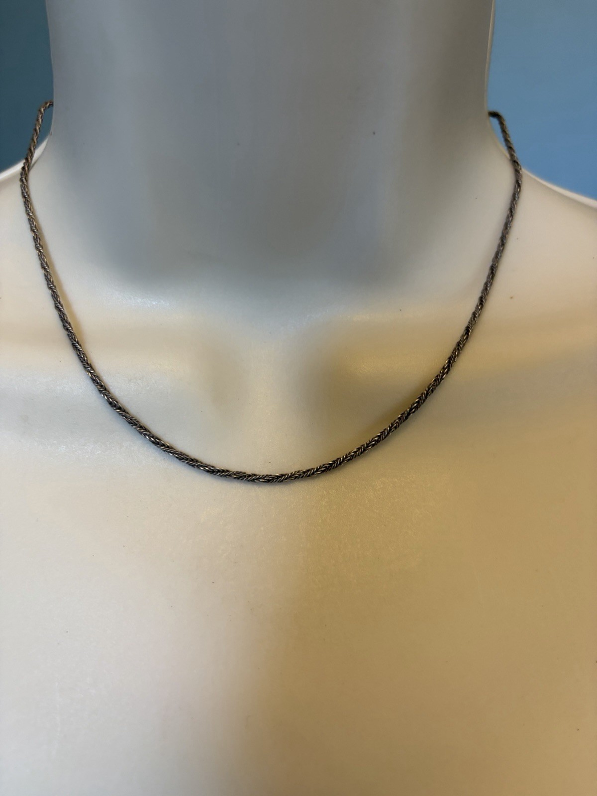 Dainty Sterling Silver Rope Necklace . 41cm .3.7g
