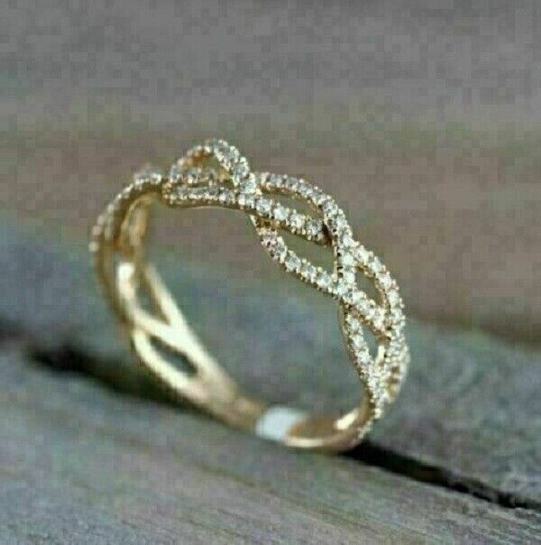 1.50Ct Lab-Created VVS1 Diamond Crisscross Engagement Ring 14K Yellow Gold Fn