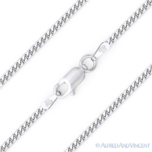 1.9mm Miami Cuban Curb Link Italy .925 Sterling Silver w/ Rhodium Chain Necklace