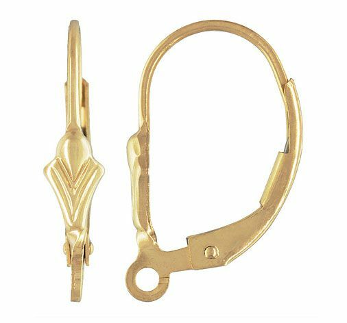 NEW Real 10K Yellow Gold Fleur-de-lis Lever Back Earring Top 1 Piece, Pair Or 12