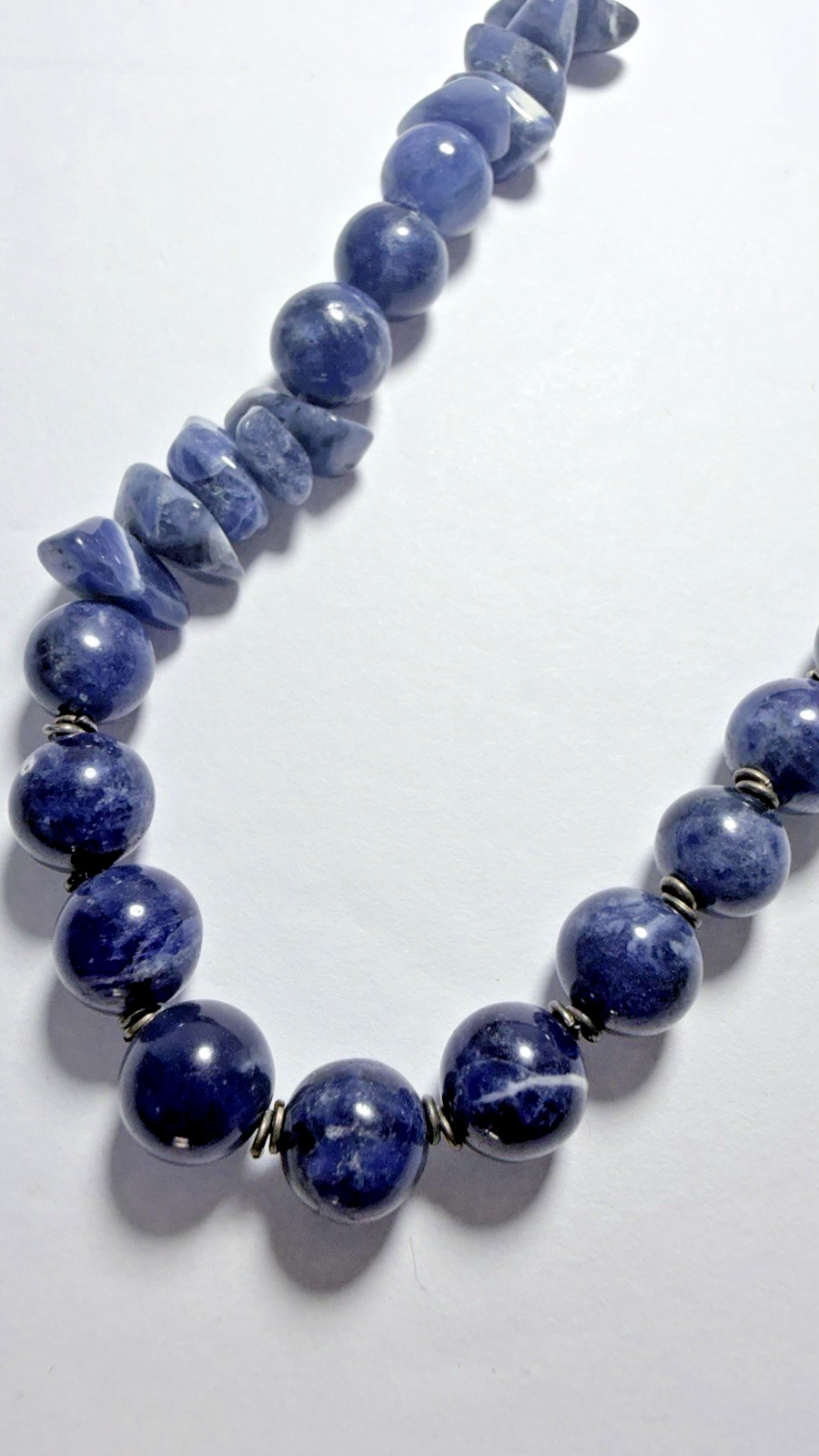 Vintage Blue Sodalite Stone Bead Necklace 17” Barrel Clasp Brazilian Stones