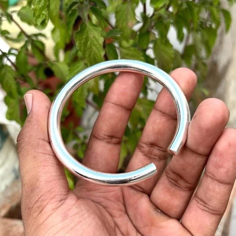 Simple 925 Sterling Silver Open Bangle Clean Minimal Everyday Cuff Bracelet S101