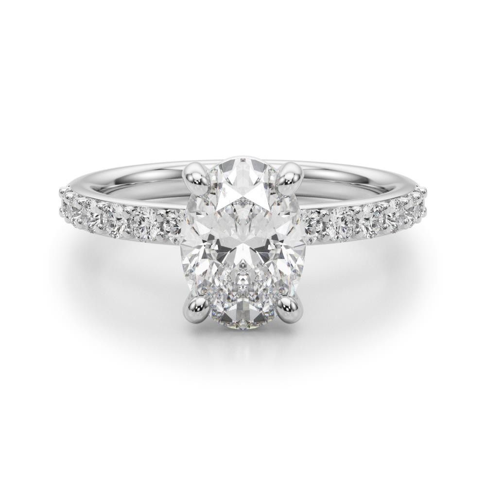 Single Row Oval Engagement Ring Lab Grown Diamond VS F 1.00-3.35 Carat 14K Gold