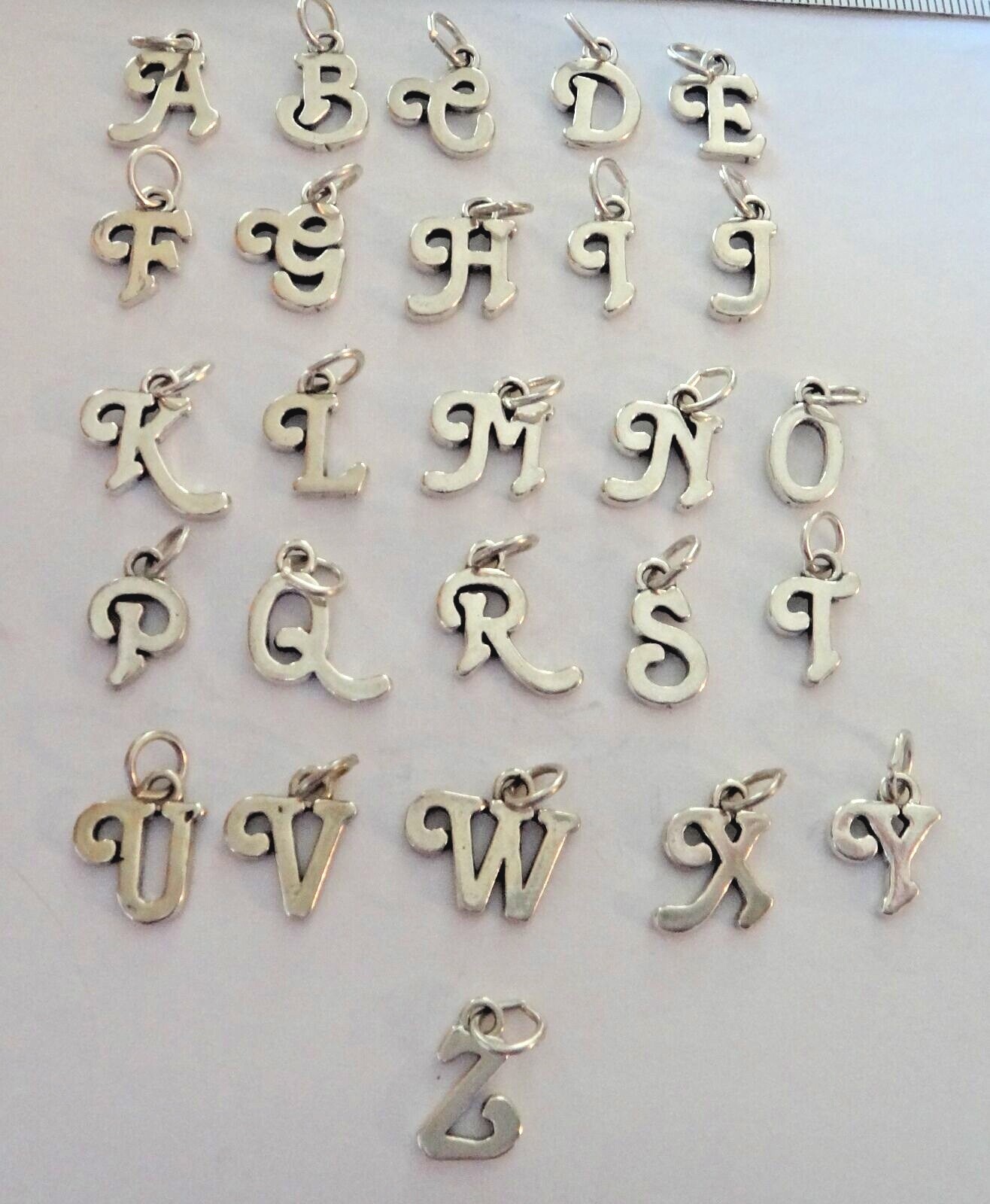 Sterling Silver 15mm Cursive Style Alphabet Letter Initial Charm!