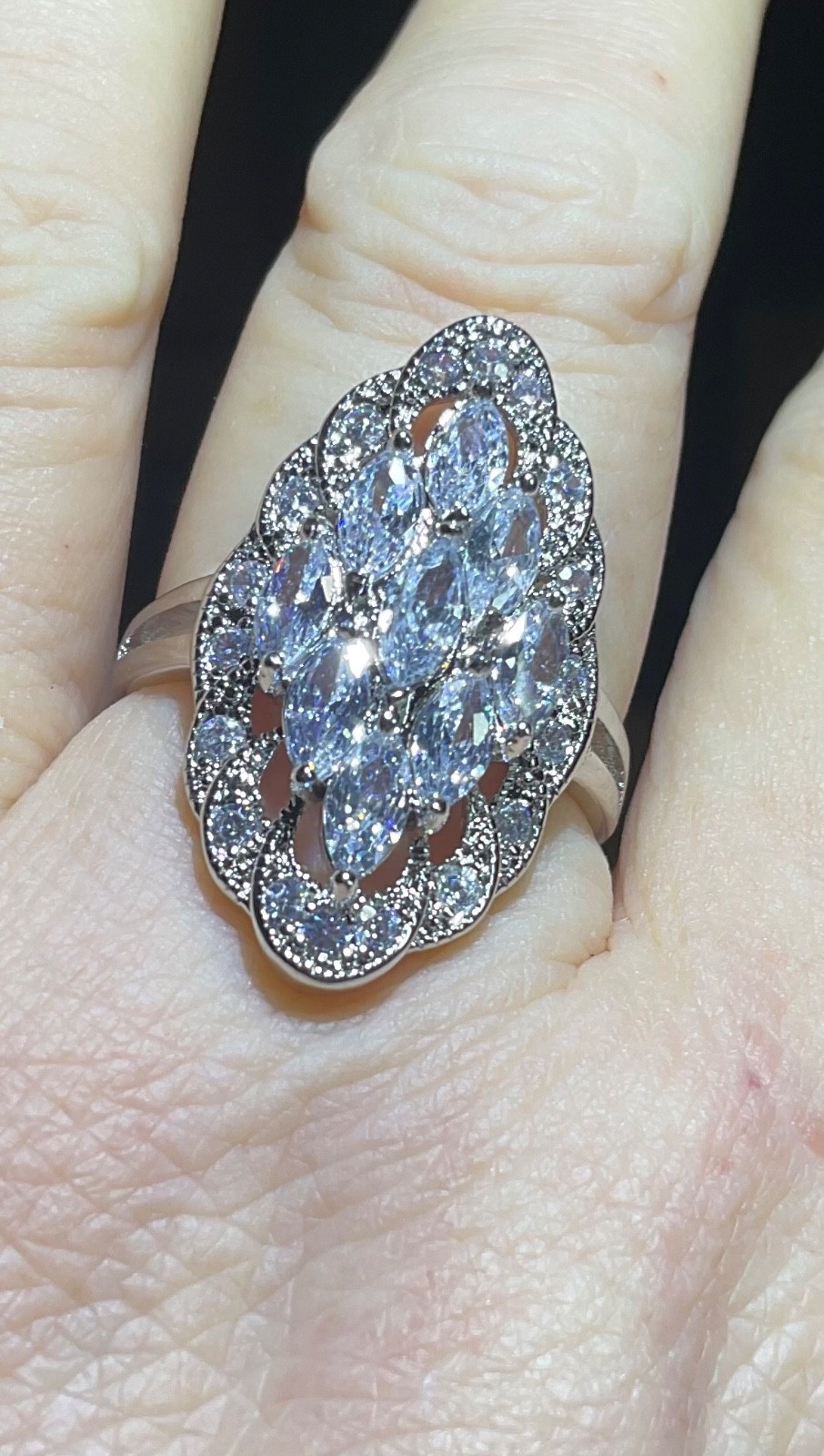 Moissanite 4 CT 925 Silver Bridal Engagement Ring Navette Sz 9.75 FREE GIFT BOX