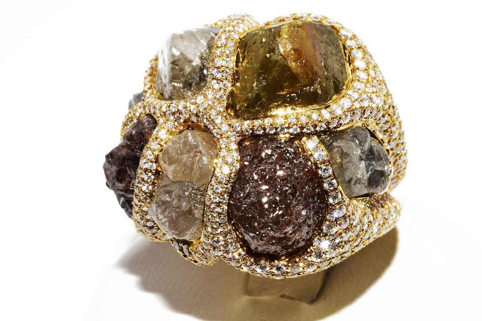 $59,000 18K Gold 49.92CT CUSTOM RARE Natural Fancy Color Diamond Cocktail Ring