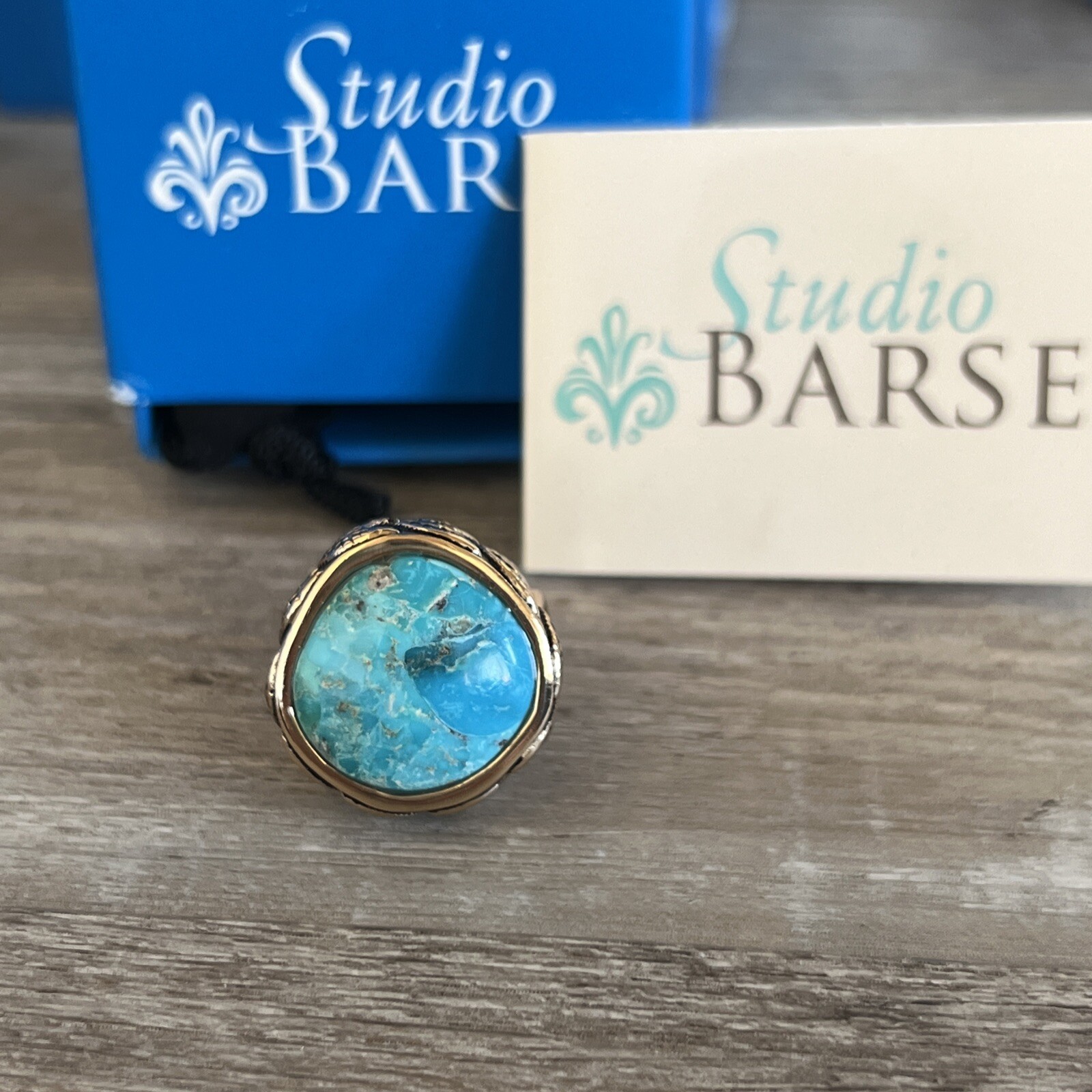 Studio Barse Bronze Turquoise Gemstone Ring Band Size 6.75