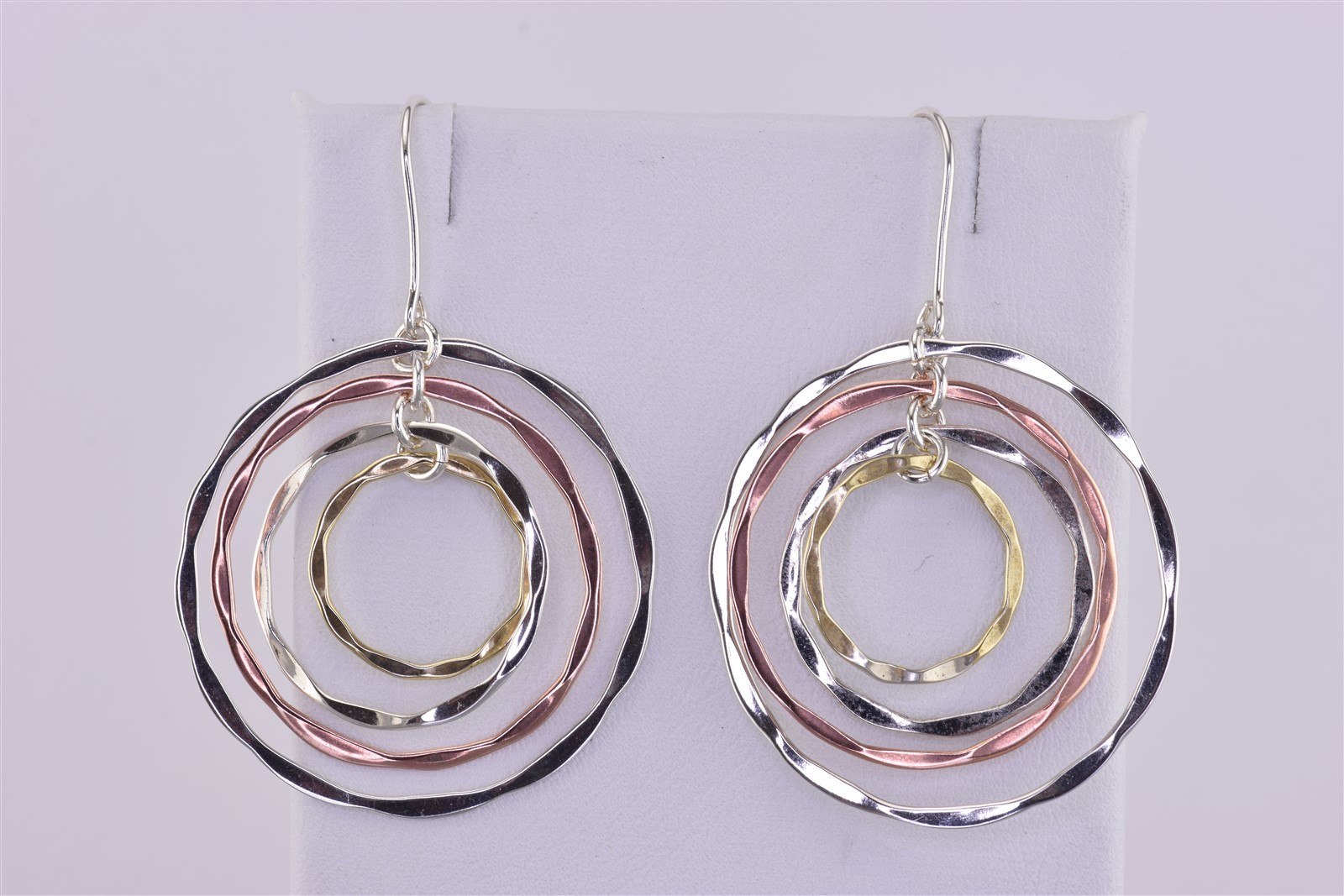 RLM Studio Sterling Silver Brass & Copper 33mm Multi Circles 925 Hook Earrings